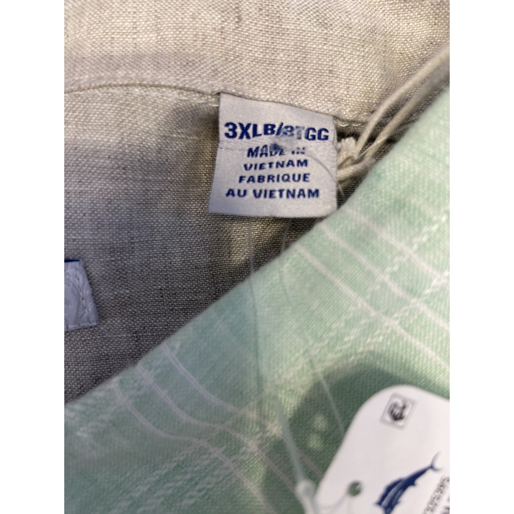 Men's Tommy Bahama Ventana Plaid Button Up Shirt Spring Lime 100% Linen 3XLB New - Picture 13 of 13